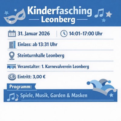 Kinderfasching des Karnevalvereins Leonberg am 31. Januar